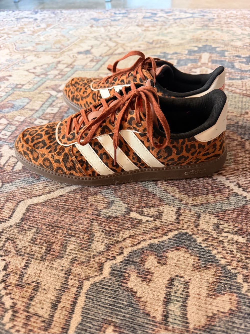 adidas Breaknet Cloudfoam Plus Leopard Print Athletic Sneakers in Tan and Black - Picture 4 of 5
